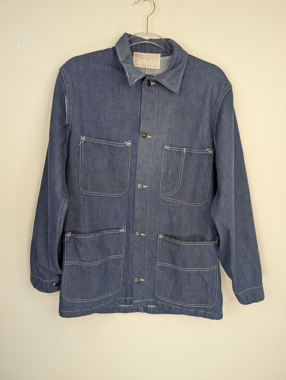 Vintage Universal Overall Co Jacket Mens 40 Blue Denim Stone Cutter Workwear